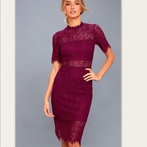 Lulus Remarkable Burgundy Lace Dress. Size small